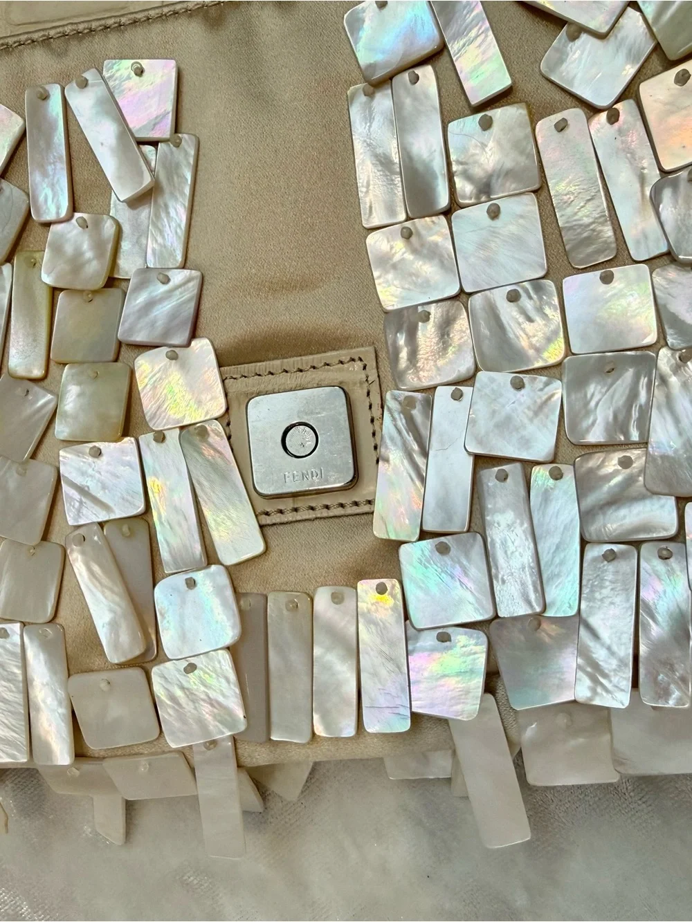 Fendi Baguette Mother-of-Pearl Vintage Glitter Shoulder Bag - Picture 4 of 15